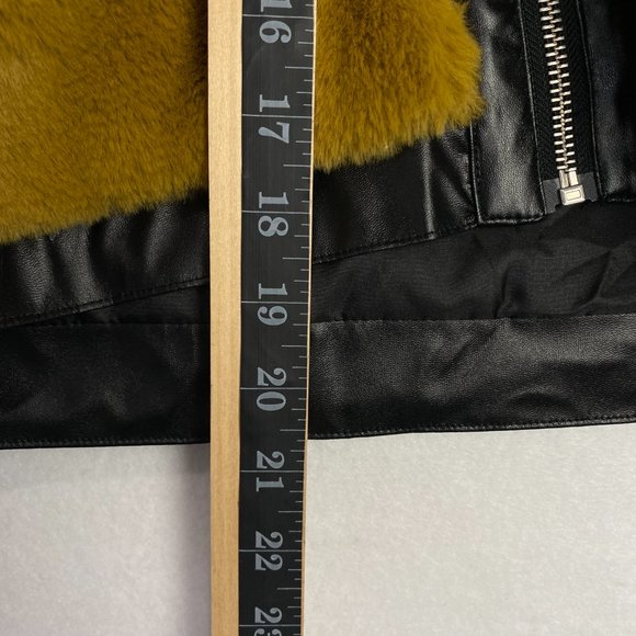 Ivory Rose Cropped Jacket Womens Medium Fleece Full Zip Mustard Colorblock Blk - Picture 9 of 10